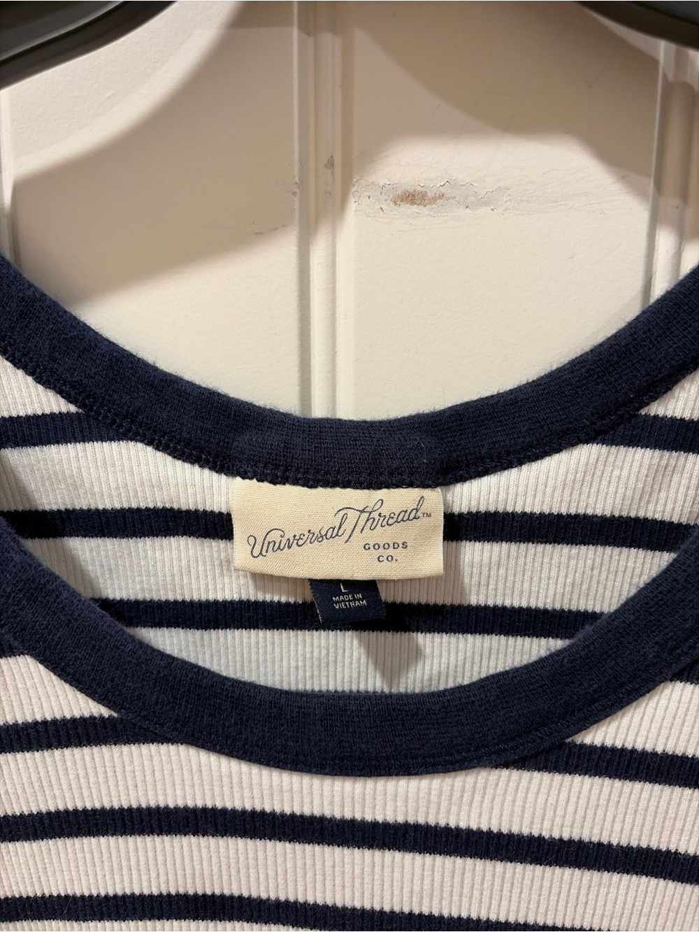 Universal Thread Striped Ribbed Tank Top Navy White Large L - Picture 2 of 2